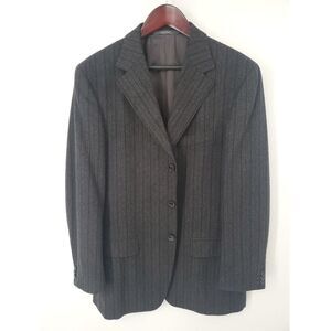 Recent Z Zegna‎ 38R Angora Wool Gray Tonal Stripe Unstructured Sport Coat